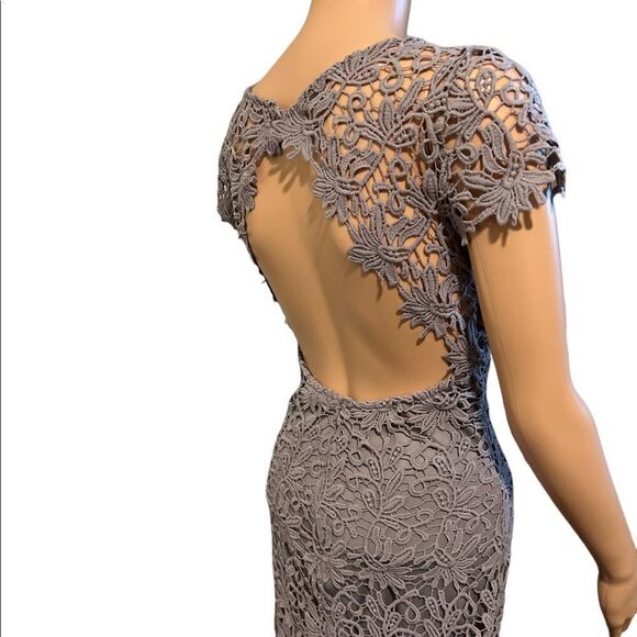 Lulus Open Low Back Gray Crochet Dress - Picture 2 of 8